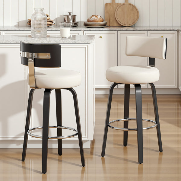 Carol II Swivel Counter Stool in White Hron Leather