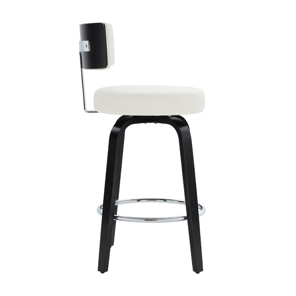 Carol II Swivel Counter Stool in White Hron Leather