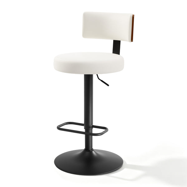 Carol III Bar Stool in White Hron Leather