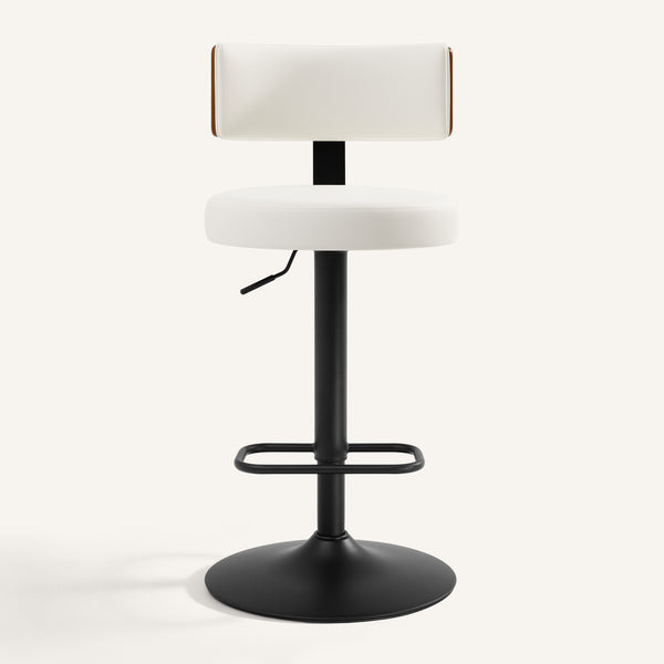 Carol III Bar Stool in White Hron Leather