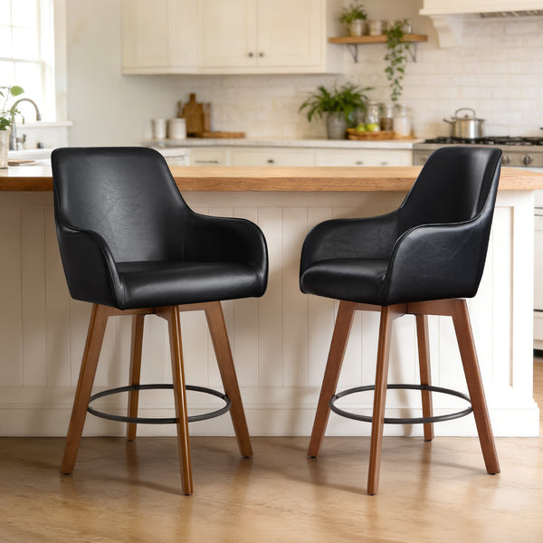 Carwani Counter Stool in Black Dely Leather