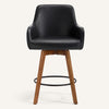 Carwani Counter Stool in Black Dely Leather