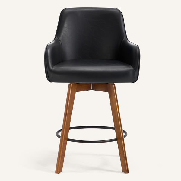 Carwani Counter Stool in Black Dely Leather