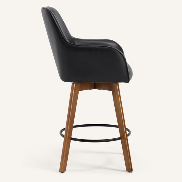 Carwani Counter Stool in Black Dely Leather