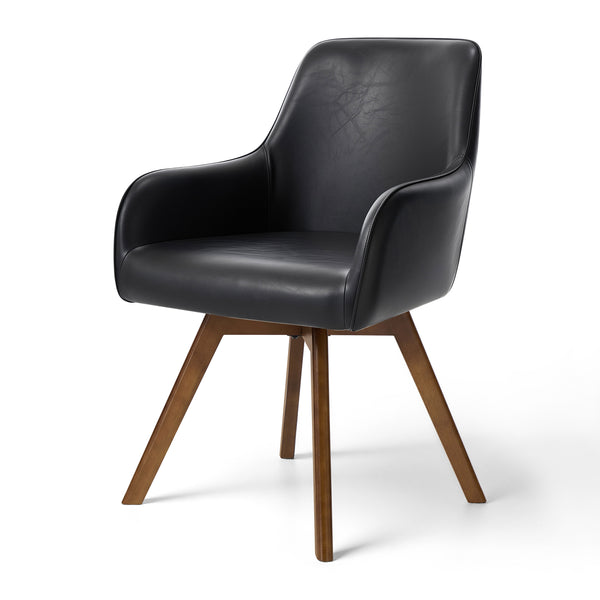 Carwani Dining Chair in Black Dely Leather
