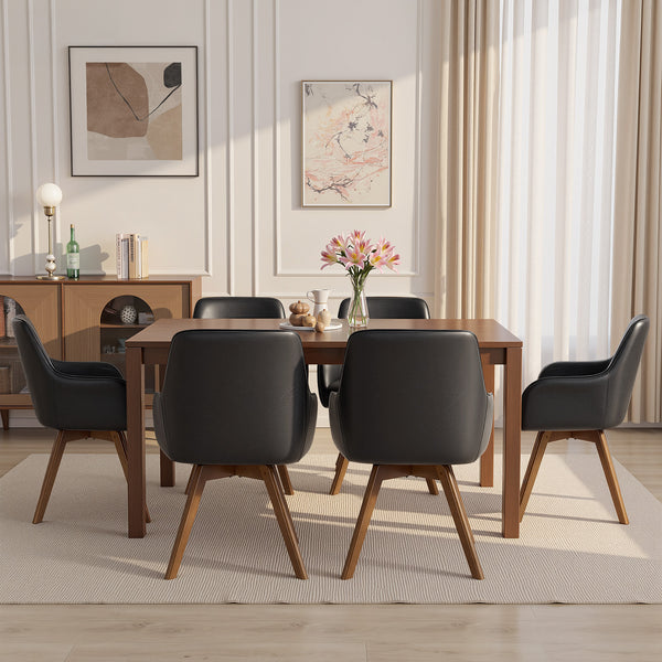 Carwani Dining Chair in Black Dely Leather
