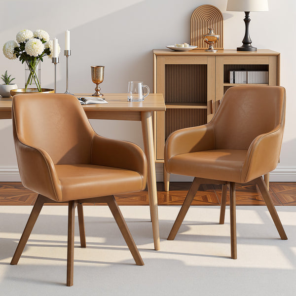 Carwani Dining Chair in Brown Dely Leather