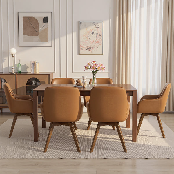 Carwani Dining Chair in Brown Dely Leather