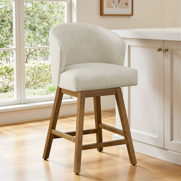 Chatus Counter Stool in Beige Afus Leather