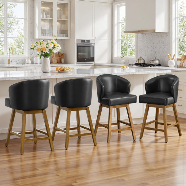 Chatus Counter Stool in Black Asma Leather