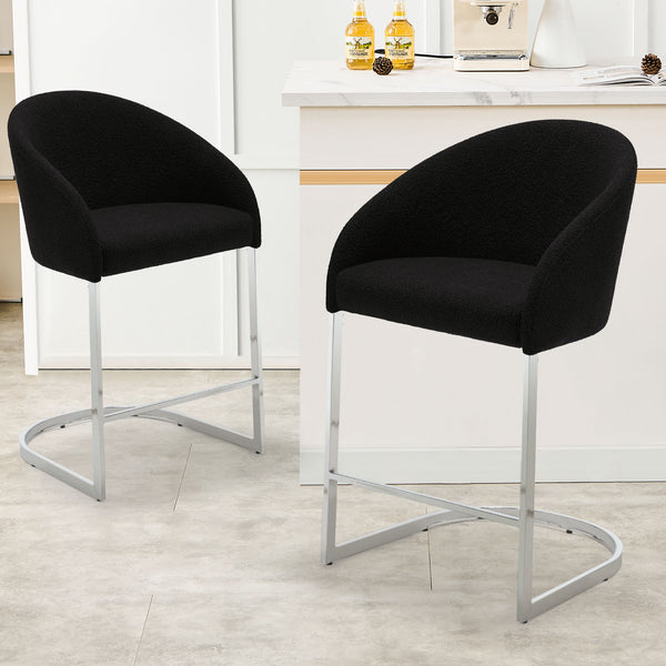 Cider Counter Stool in Black Sacy Fabric