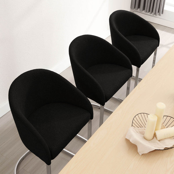 Cider Counter Stool in Black Sacy Fabric