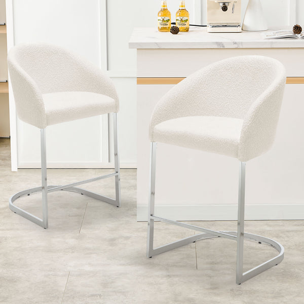 Cider Counter Stool in White Sacy Fabric