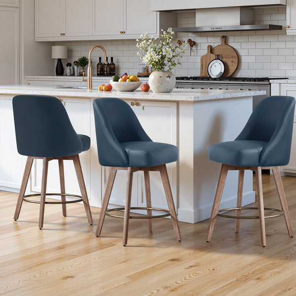 Clinton Counter Stool in Blue Urza Leather