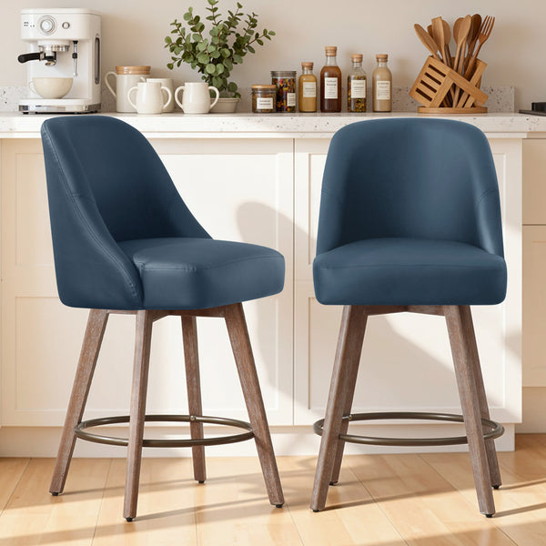 Clinton Counter Stool in Blue Urza Leather