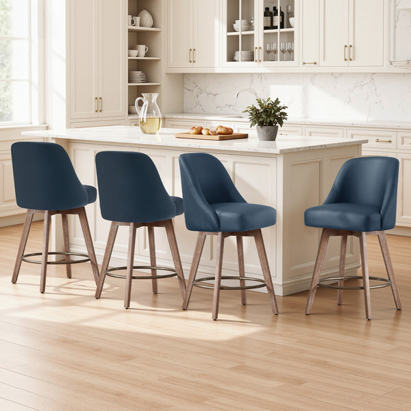 Clinton Counter Stool in Blue Urza Leather