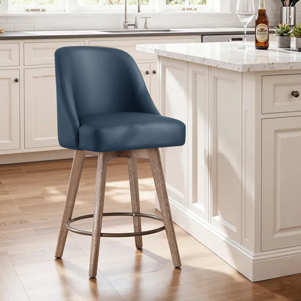 Clinton Counter Stool in Blue Urza Leather