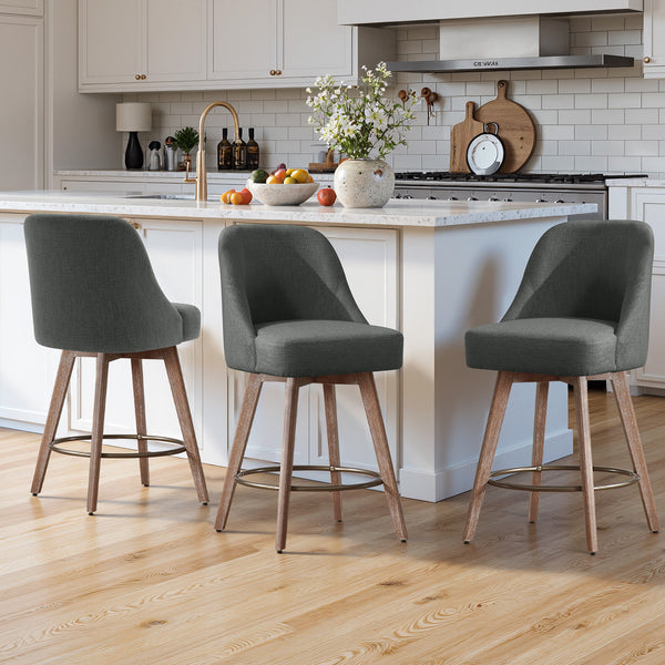 Clinton Counter Stool in Gray Bena Fabric