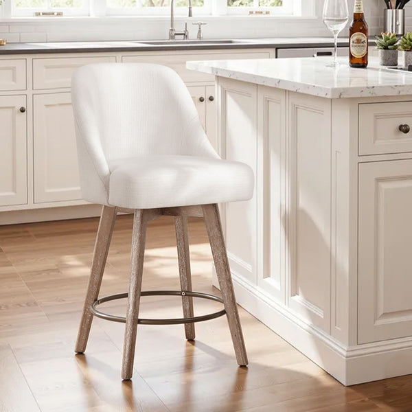 Clinton Counter Stool in White Bena Fabric