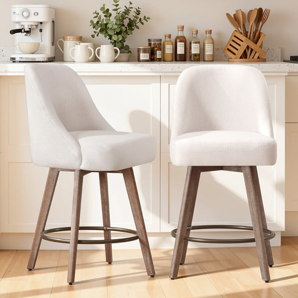 Clinton Counter Stool in White Bena Fabric