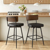 Corvina Bar Stool in Black Ribol Leather, Bar Height