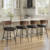 Corvina Bar Stool in Black Ribol Leather, Bar Height