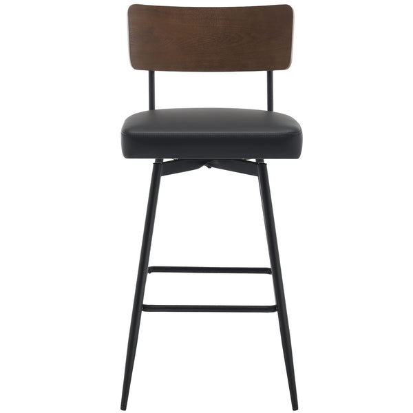 Corvina Bar Stool in Black Ribol Leather, Bar Height