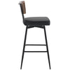 Corvina Bar Stool in Black Ribol Leather, Bar Height