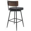 Corvina Bar Stool in Black Ribol Leather, Bar Height