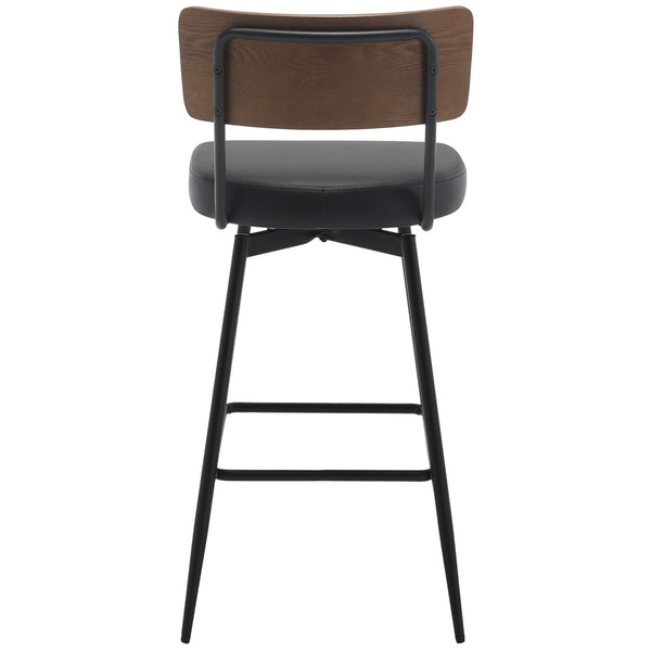 Corvina Bar Stool in Black Ribol Leather, Bar Height