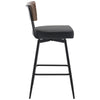 Corvina Bar Stool in Black Ribol Leather, Counter Height