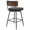 Corvina Bar Stool in Black Ribol Leather, Counter Height