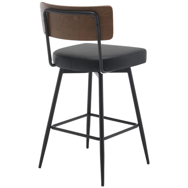 Corvina Bar Stool in Black Ribol Leather, Counter Height