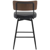 Corvina Bar Stool in Black Ribol Leather, Counter Height