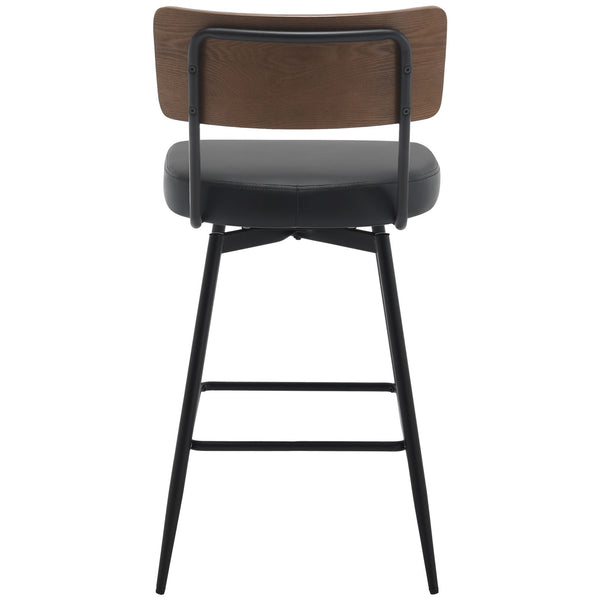 Corvina Bar Stool in Black Ribol Leather, Counter Height