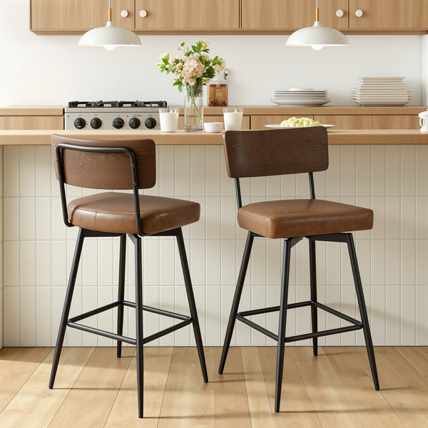 Corvina Bar Stool in Brown Afus Leather, Bar Height
