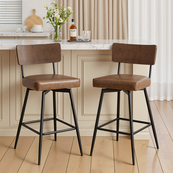 Corvina Bar Stool in Brown Afus Leather, Bar Height