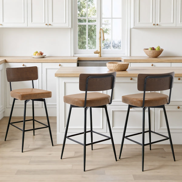 Corvina Bar Stool in Brown Afus Leather, Counter Height