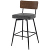 Corvina Bar Stool in Charcoal Sarma Leather, Bar Height