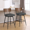 Corvina Bar Stool in Charcoal Sarma Leather, Bar Height