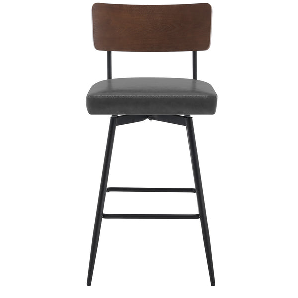 Corvina Bar Stool in Charcoal Sarma Leather, Bar Height