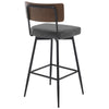 Corvina Bar Stool in Charcoal Sarma Leather, Bar Height