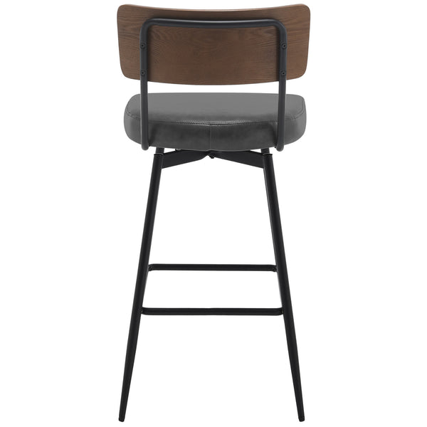 Corvina Bar Stool in Charcoal Sarma Leather, Bar Height