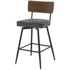 Corvina Bar Stool in Charcoal Sarma Leather, Counter Height