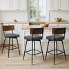 Corvina Bar Stool in Charcoal Sarma Leather, Counter Height