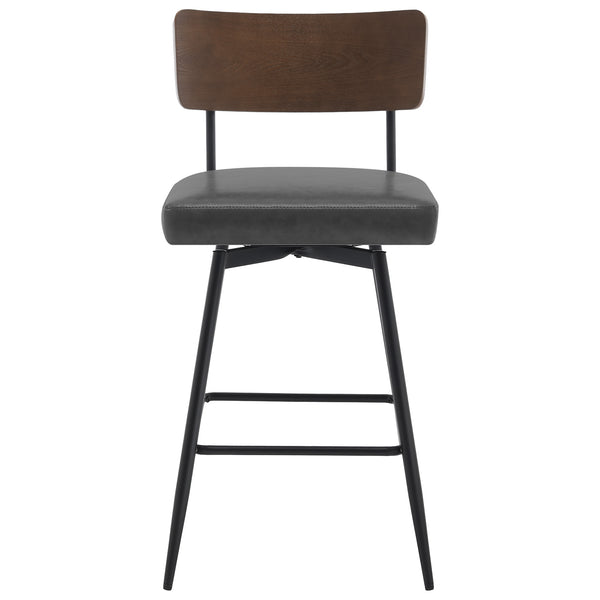 Corvina Bar Stool in Charcoal Sarma Leather, Counter Height
