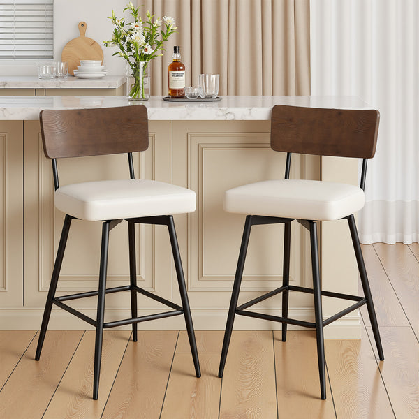 Corvina Bar Stool in Cream Ribol Leather, Bar Height