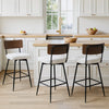 Corvina Bar Stool in Cream Ribol Leather, Counter Height