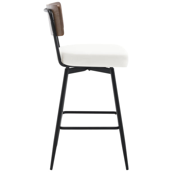 Corvina Bar Stool in Cream Ribol Leather, Counter Height