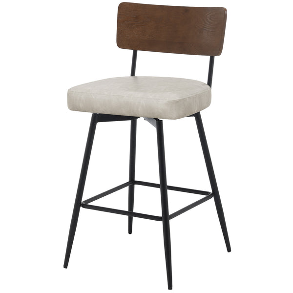 Corvina Bar Stool in Moonlight Sarma Leather, Counter Height